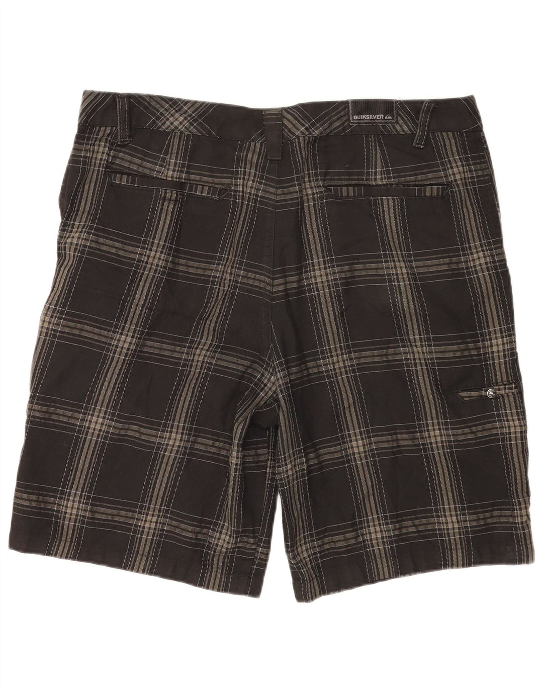 Pantalones cortos chinos Quiksilver para hombre W36 Poliéster a cuadros grises grandes