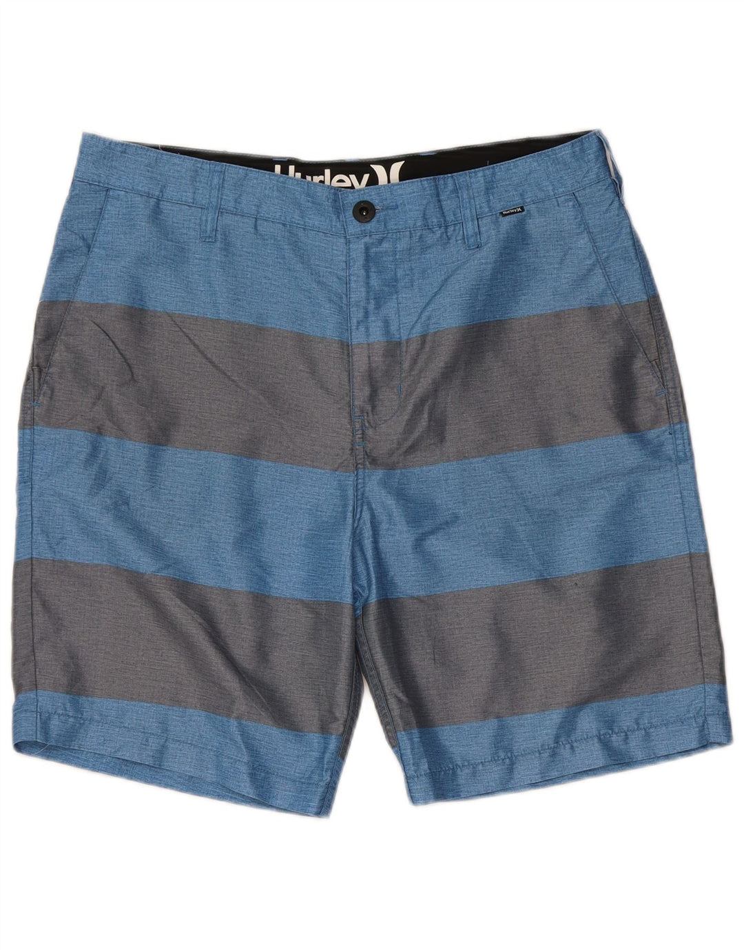 Hurley Pantalones cortos chinos para hombre W33 Poliéster a rayas azul medio