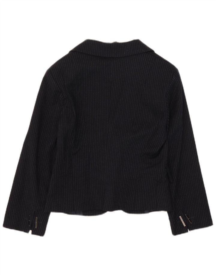 Celyn B Chaqueta tipo blazer abierta para mujer IT 46 Lana a rayas azul marino grande