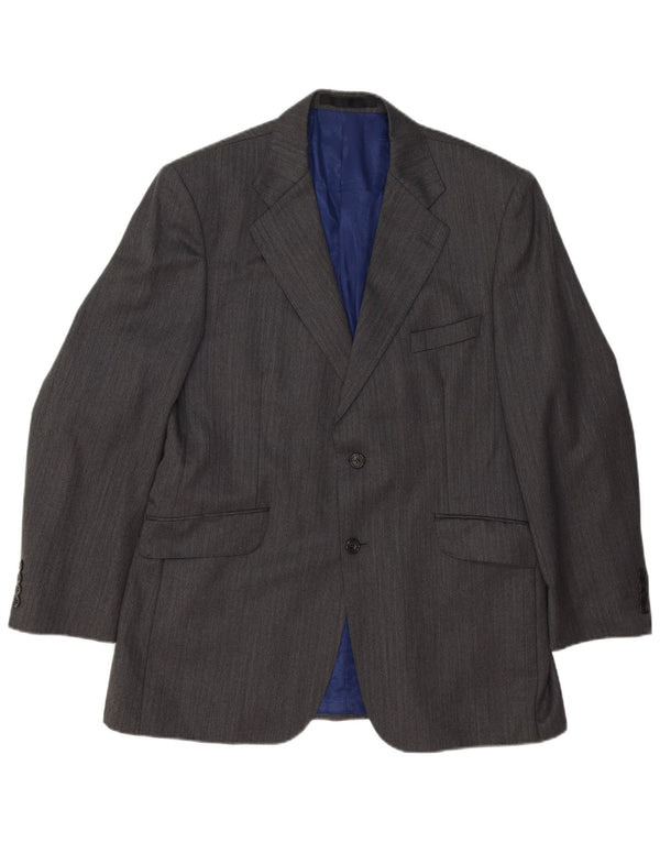 Marks & Spencer Chaqueta tipo blazer de 2 botones para hombre UK 42 Grande Lana gris a rayas