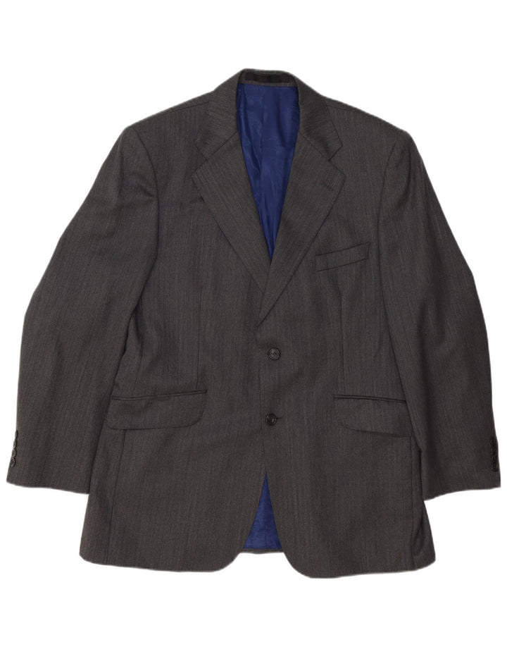 Marks & Spencer Chaqueta tipo blazer de 2 botones para hombre UK 42 Grande Lana gris a rayas