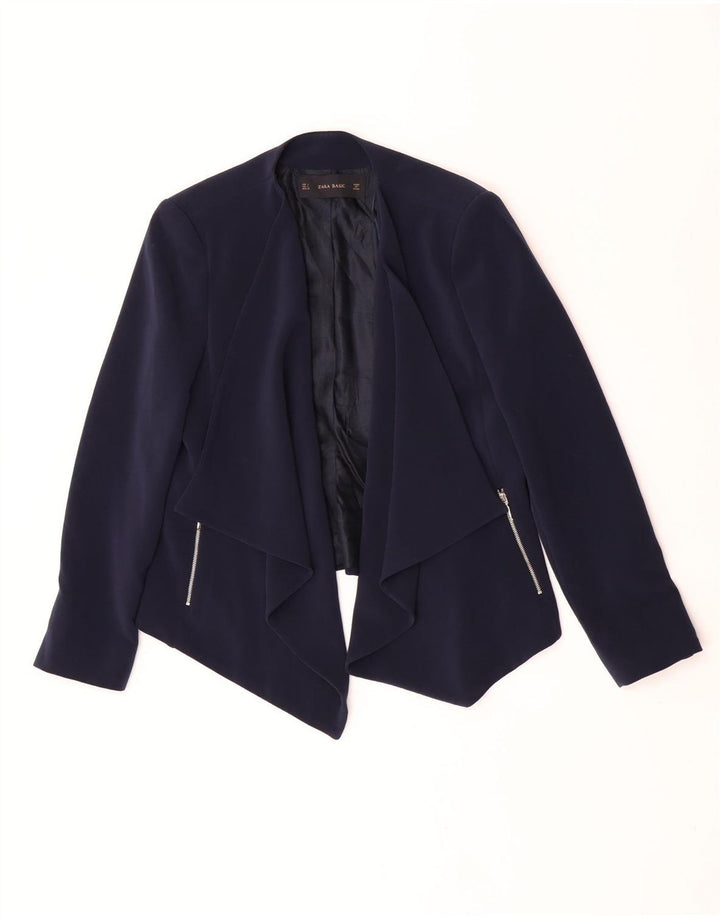 Zara Chaqueta tipo blazer abierta para mujer UK 44 Grande Poliéster azul marino