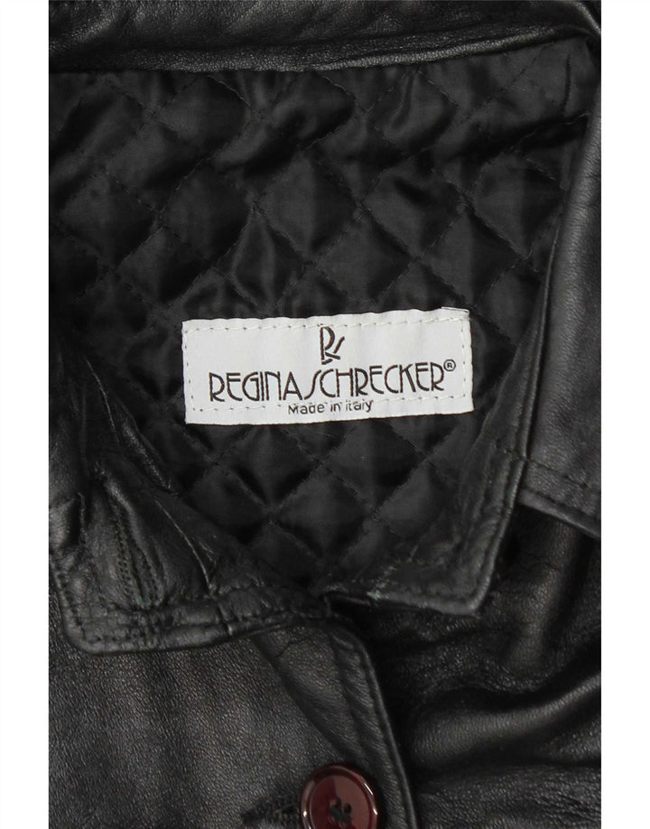 Regina Schrecker Chaqueta de cuero para mujer UK 10 Small Black