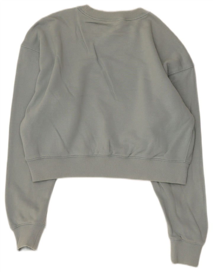 Adidas Mujer Crop Oversize Sudadera Jumper UK 6 XS Azul Algodón