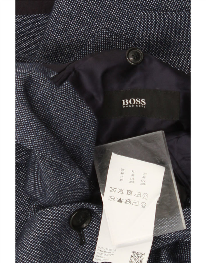 HUGO BOSS Chaqueta tipo blazer de 2 botones para hombre EU 46 Small Lana azul marino