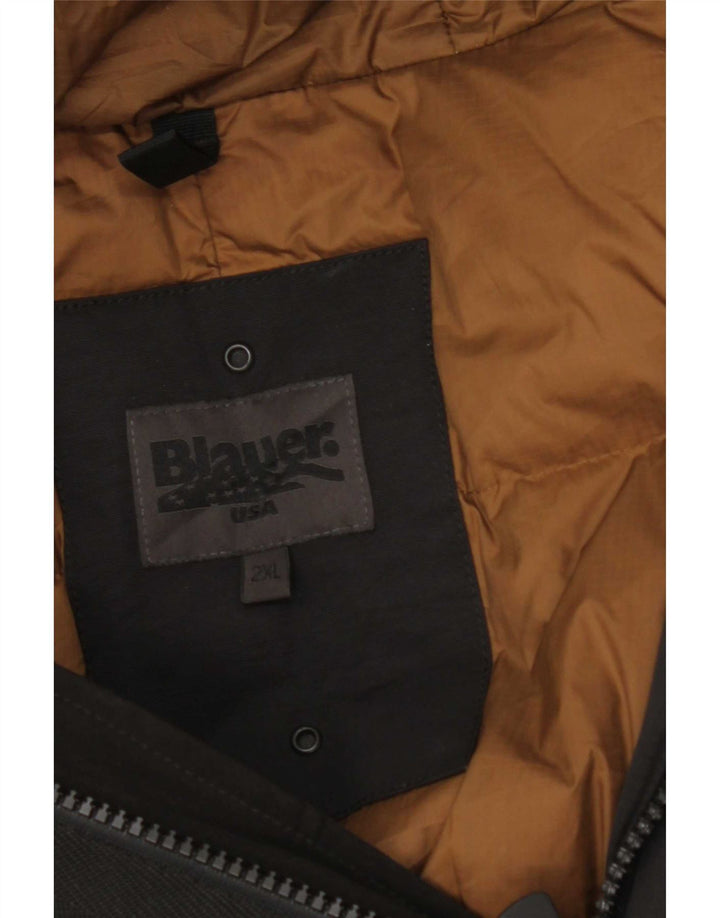 Blauer Abrigo acolchado con capucha para hombre UK 44 2XL Poliéster negro