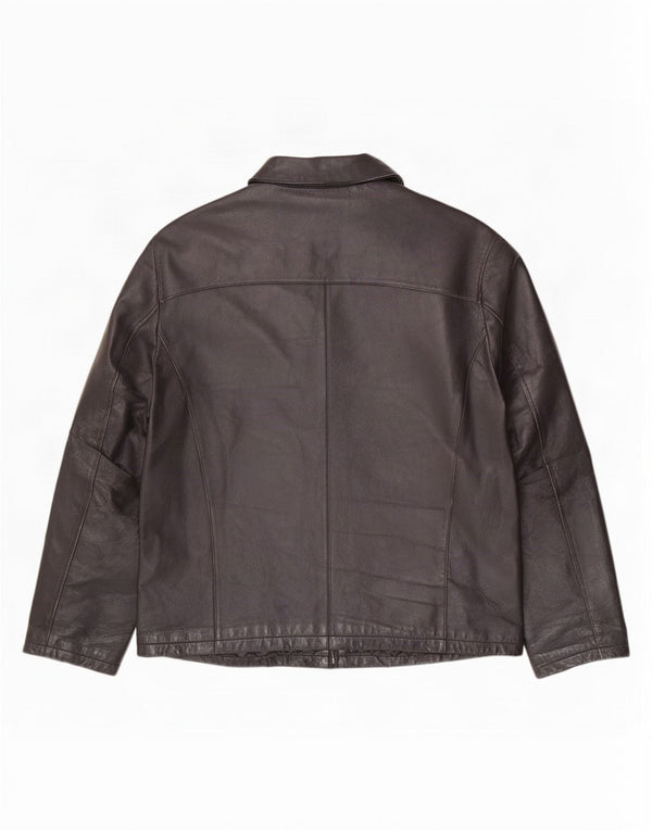 Chaqueta de cuero vintage para hombre IT 48 Medio Negro