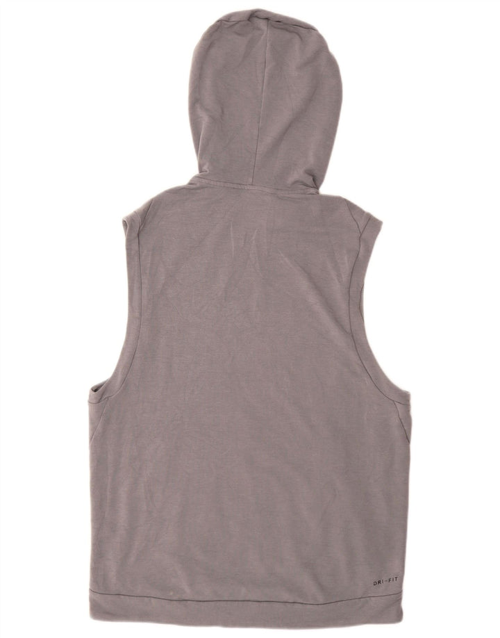 NIKE Jersey con capucha sin mangas Dri Fit para hombre Poliéster gris medio