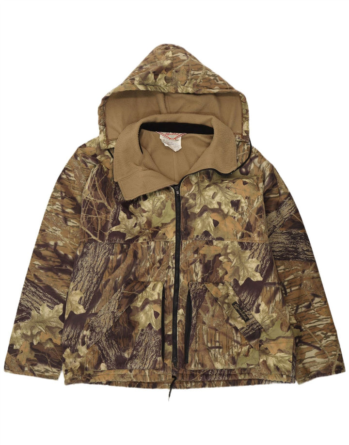 Chaqueta cortavientos vintage para hombre IT 50/52 Poliéster floral caqui grande