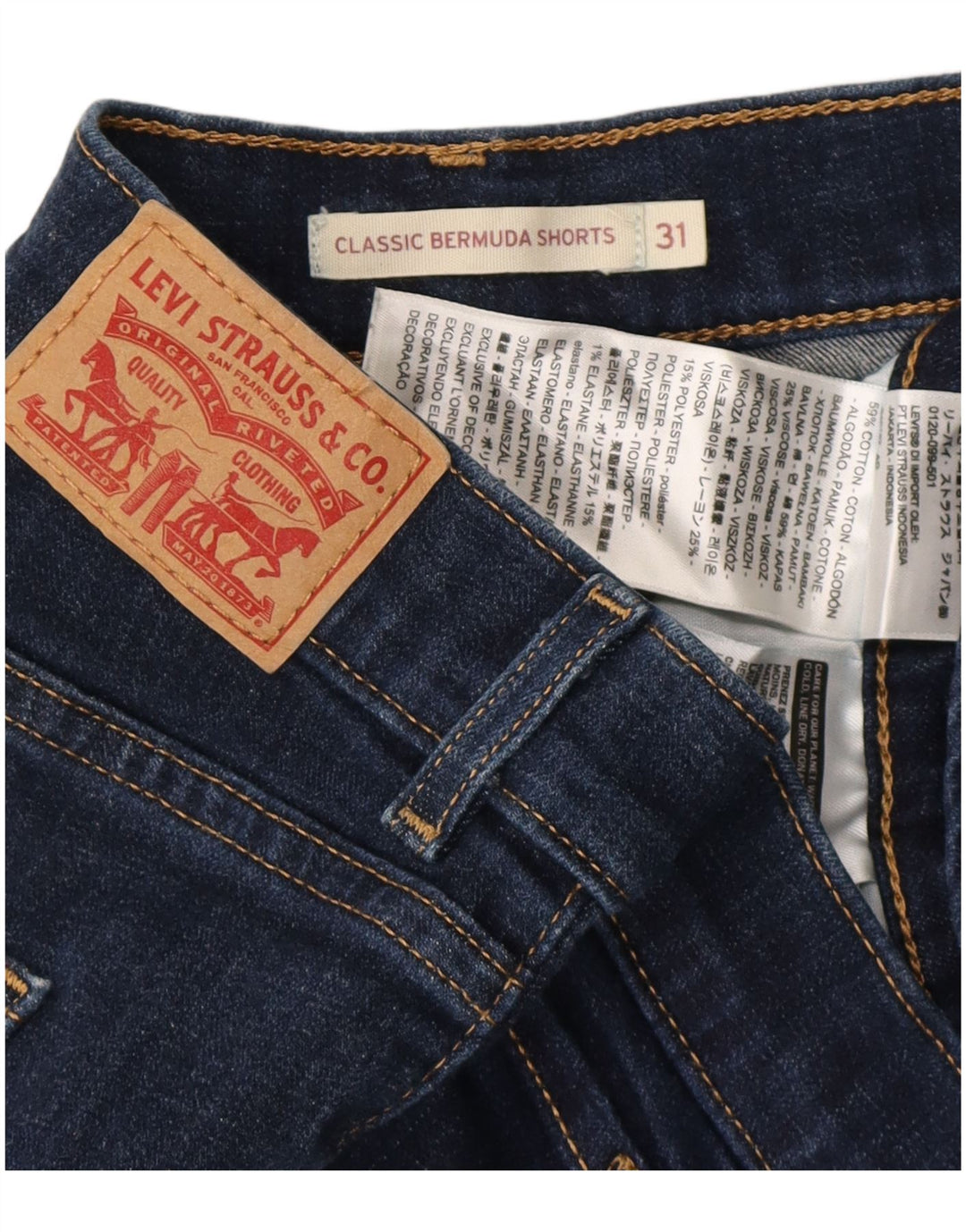 LEVI'S Bermudas clásicas de mezclilla para mujer W31 Algodón azul marino medio