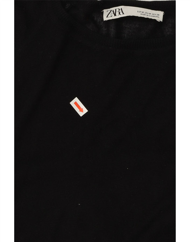 Zara - Jersey con cuello barco para mujer, talla 40, talla M, color negro