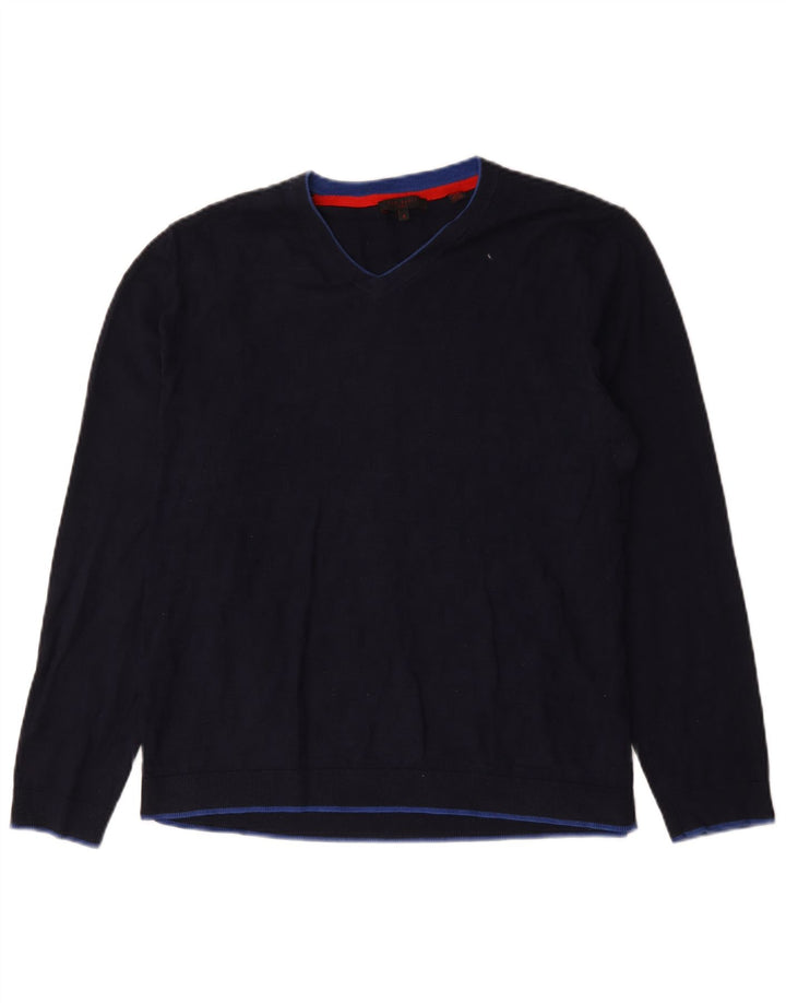 Ted Baker - Jersey con cuello en V para hombre, talla 4, grande, azul marino