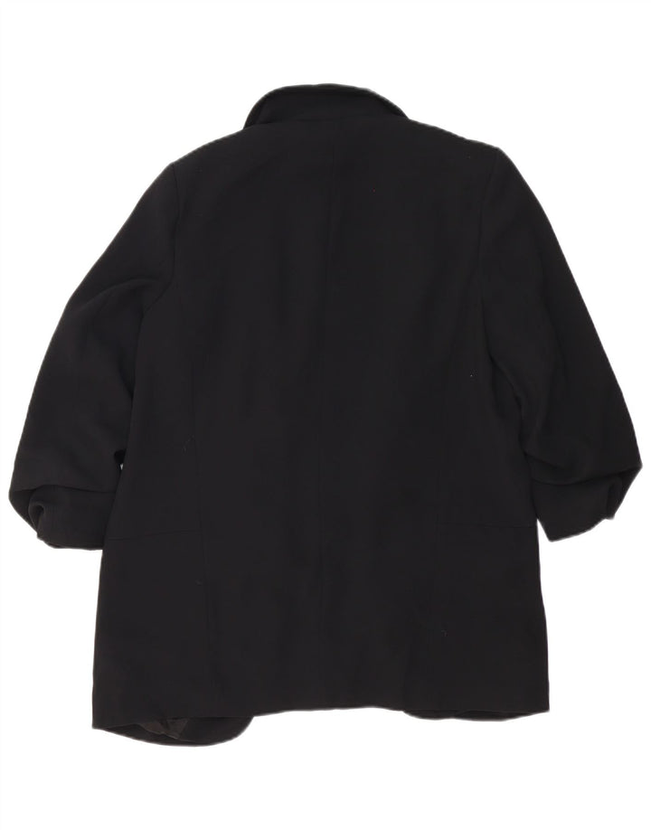ZARA Chaqueta tipo blazer abierta de manga 3/4 para mujer UK 44 Poliéster negro mediano