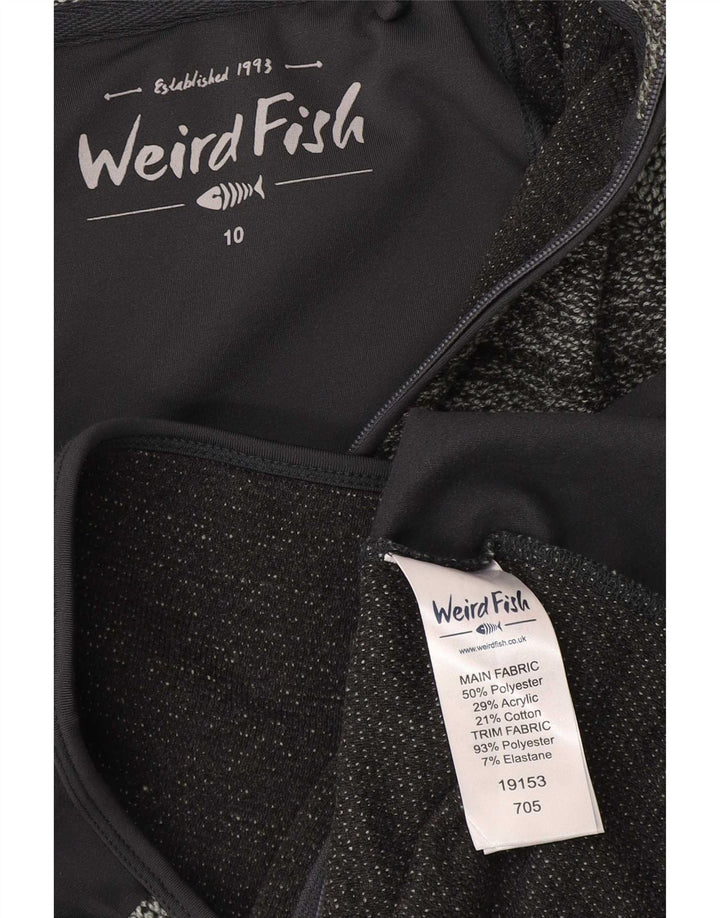 Weird Fish Chaqueta superior de chándal con gráfico para mujer UK 10 Small Grey Colourblock