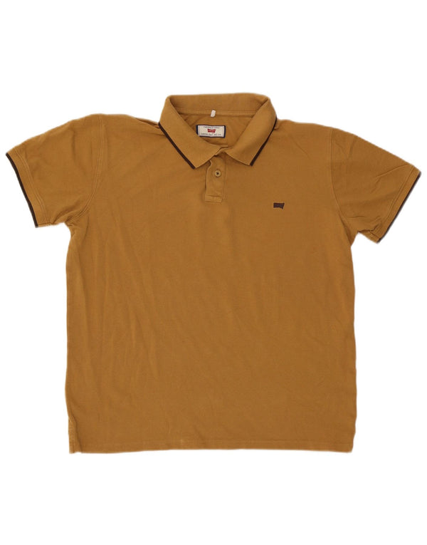 Carrera Polo para hombre grande marrón a rayas