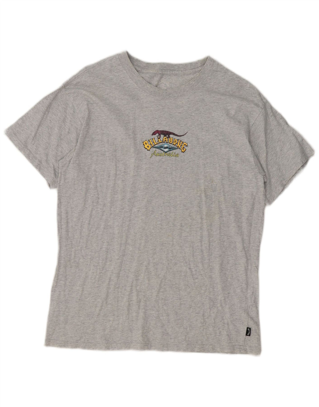 Billabong Hombre Camiseta Gráfica Top Algodón Moteado Gris Medio