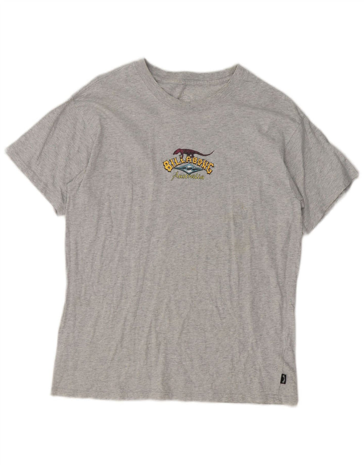 Billabong Hombre Camiseta Gráfica Top Algodón Moteado Gris Medio