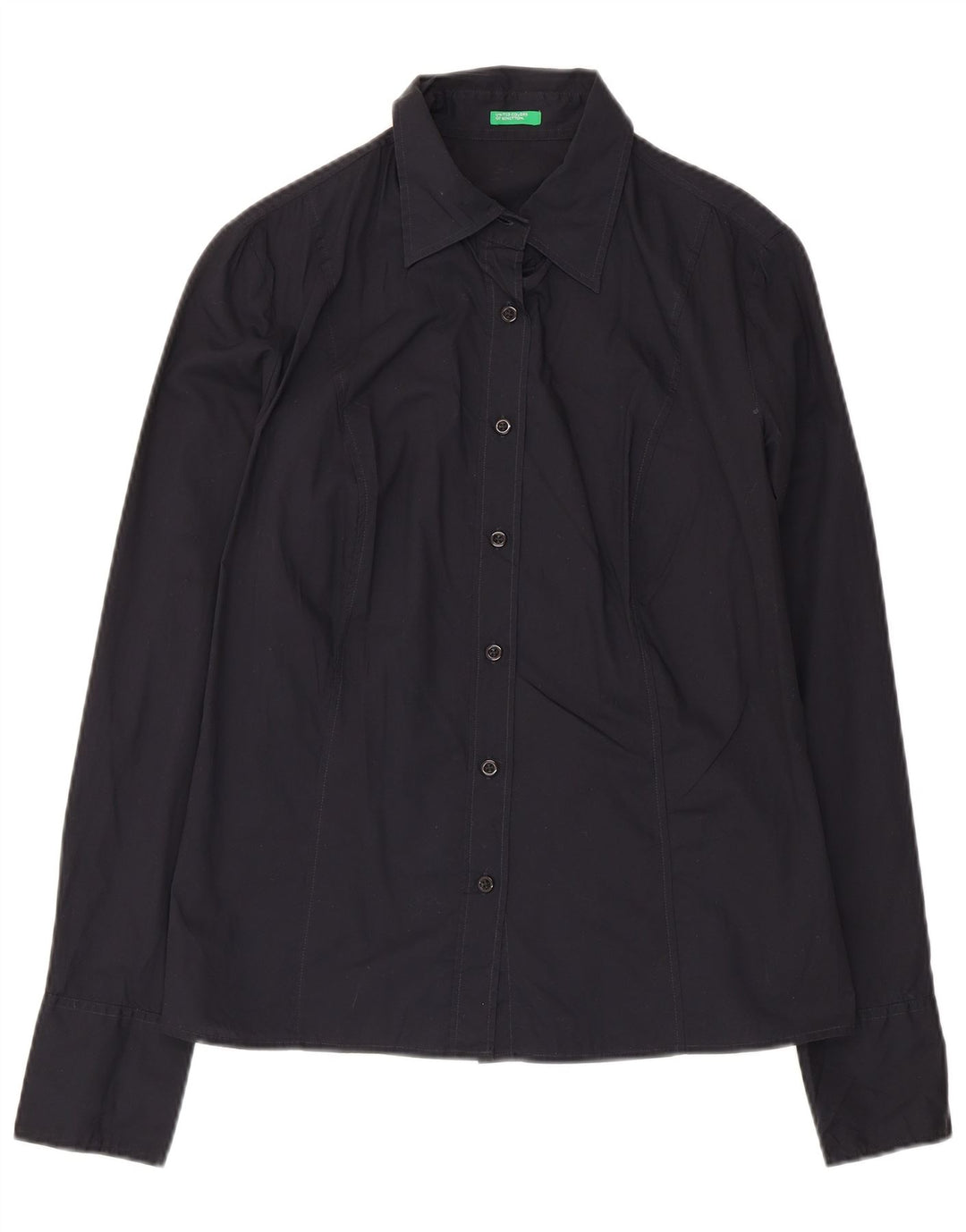 Camisa Benetton Mujer ES 44 Grande Algodón Negro