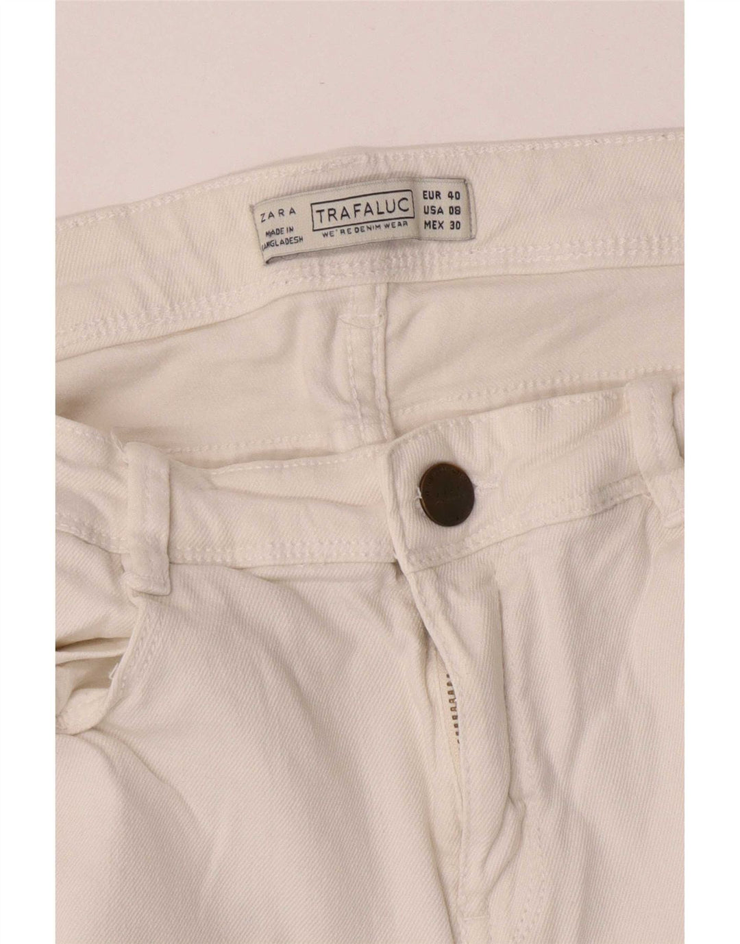 Zara Mujer Trafaluc Vaqueros Cropped EU 40 Medium W30 L23 Blanco