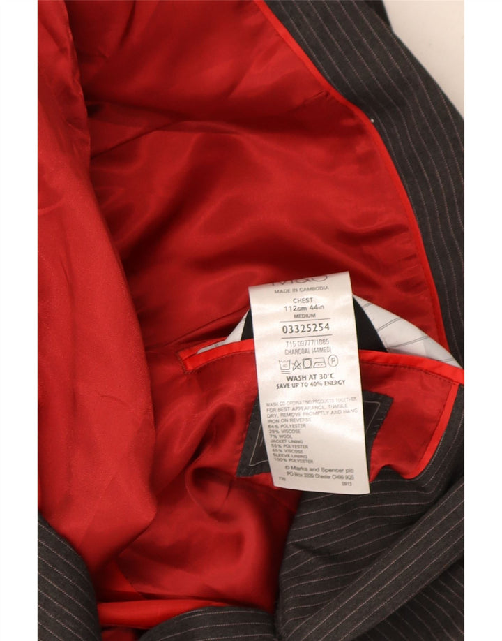 Marks & Spencer Chaqueta tipo blazer de 2 botones para hombre UK 44 XL Gris a rayas