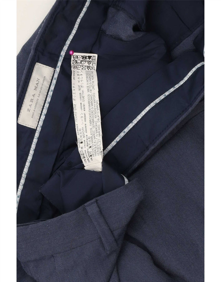 Zara Mens Slim Chino Pantalones EU 44 Large W34 L31 Poliéster Azul