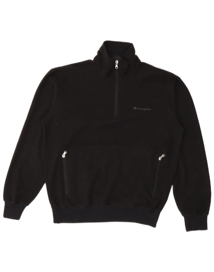 Champion Jersey de forro polar con cuello y cremallera para mujer UK 44 Mediano Poliéster negro