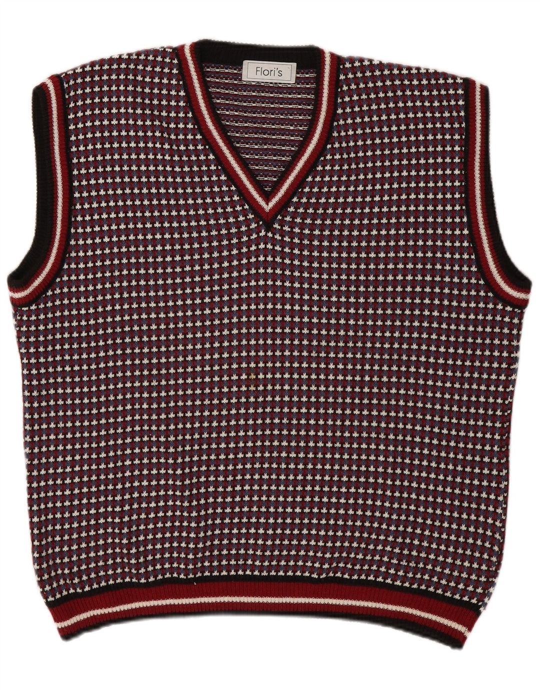 Vintage Hombres Chaleco Tank Top XL Algodón Geométrico Multicolor