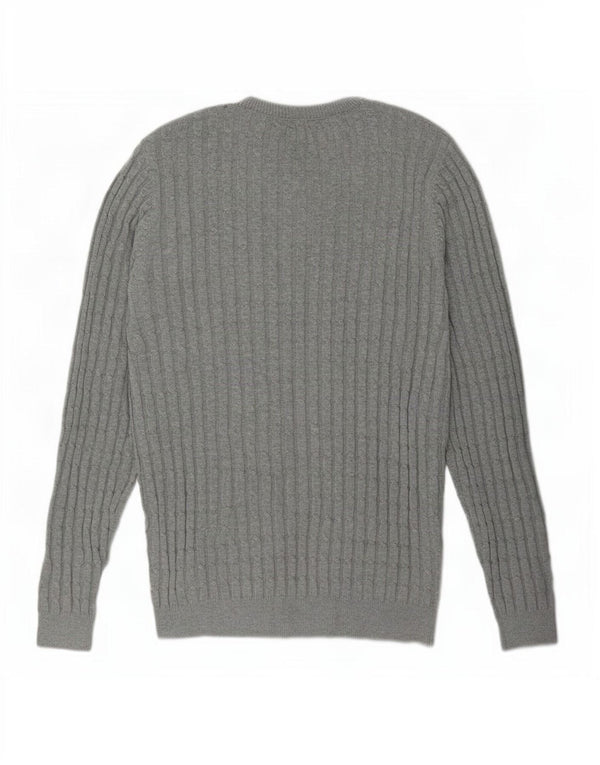 Jack Wills Jersey de cuello redondo para hombre, talla grande, algodón gris