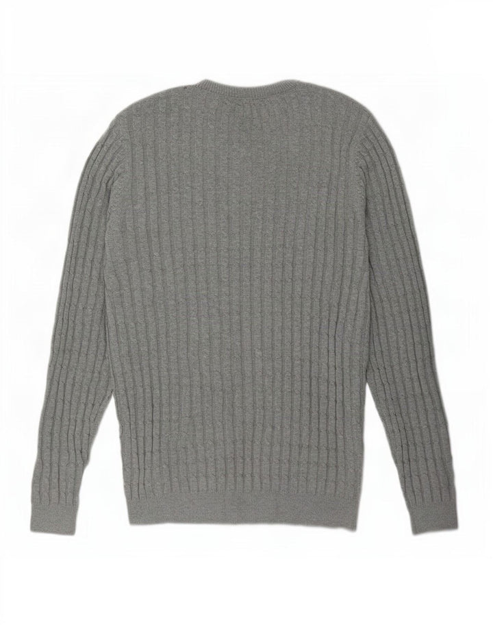 Jack Wills Jersey de cuello redondo para hombre, talla grande, algodón gris
