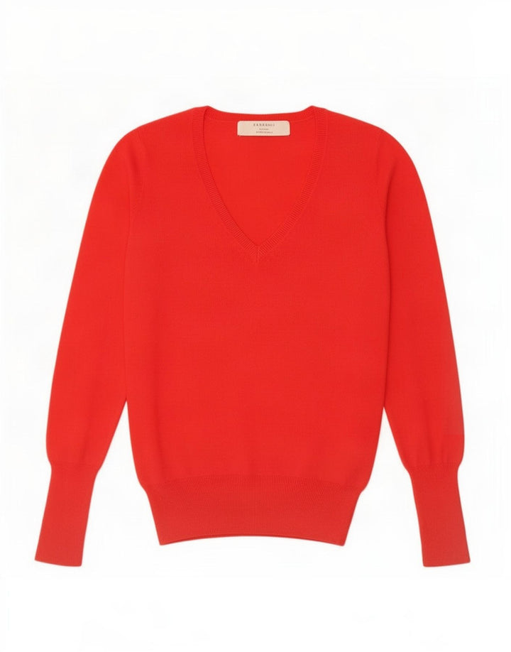 Zara - Jersey con cuello en V para mujer, talla 40, talla M, color rojo