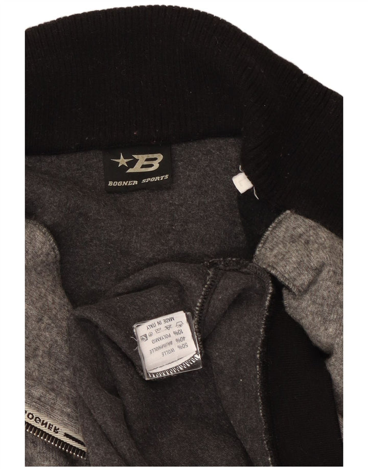 Bogner Hombre Jersey Gráfico Con Cremallera Y Cuello En Lana Gris Grande