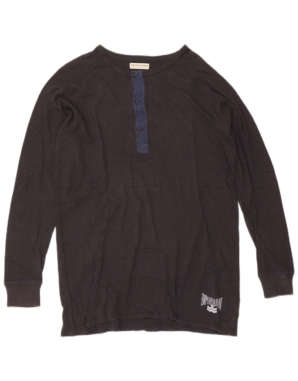 Armani Exchange Top gráfico para hombre de manga larga de algodón gris grande
