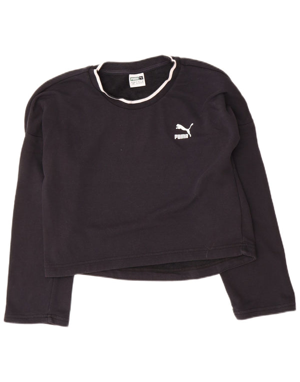 Puma Mujer Oversize Crop Graphic Sudadera Jumper UK 10 Small Negro
