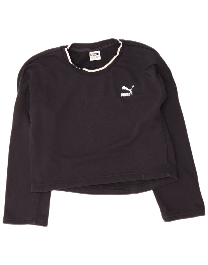 Puma Mujer Oversize Crop Graphic Sudadera Jumper UK 10 Small Negro