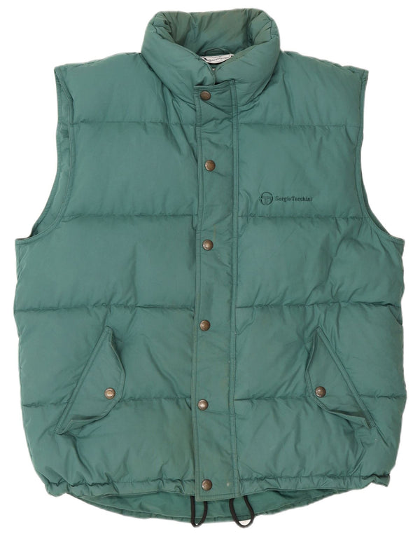 Sergio Tacchini Chaleco acolchado para hombre UK 42 XL Algodón verde