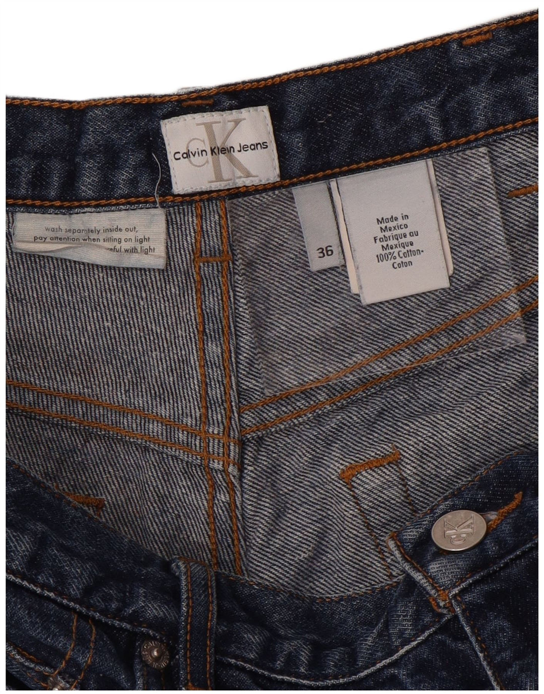 CALVIN KLEIN Vaqueros rectos para hombre W36 L31 Algodón azul