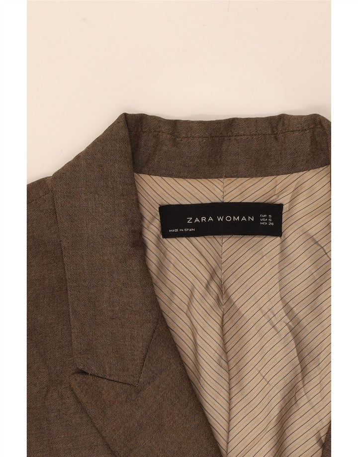 ZARA Womens 1 Button Blazer Jacket UK 10 Small Brown Viscose Vintage Zara and Second-Hand Zara from Messina Hembry 