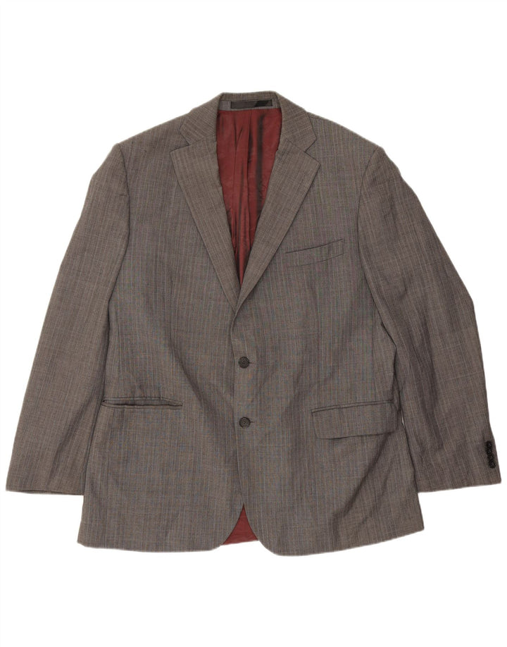 Marks & Spencer Chaqueta tipo blazer de 2 botones para hombre UK 44 XL Lana gris en espiga