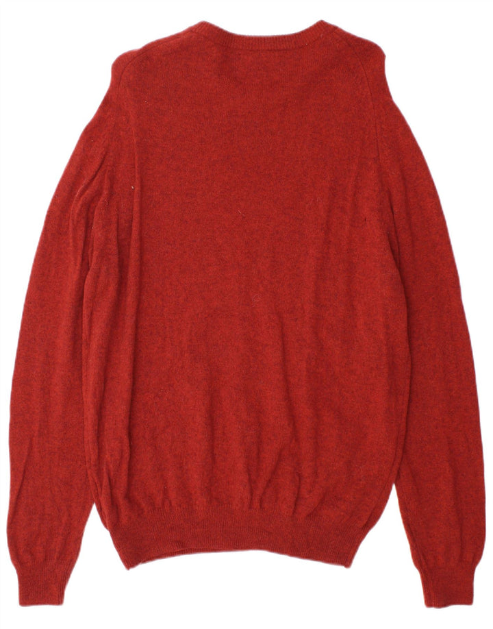 Marks & Spencer Jersey con cuello barco para hombre, talla grande, lana naranja