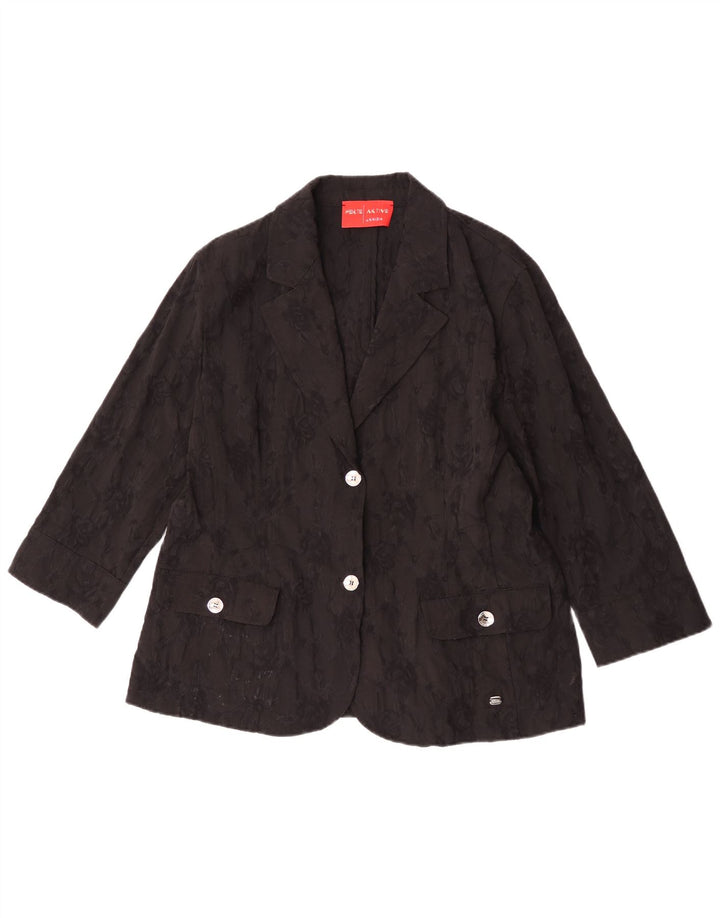 Perte by Krizia Chaqueta Blazer de 2 Botones para Mujer Talla 25 Grande Negro Floral