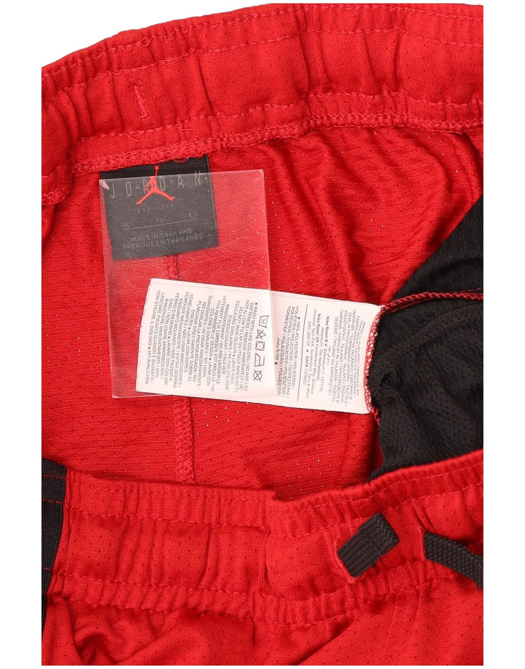 Jordan Pantalones cortos deportivos Dri Fit para hombre XL Rojo Colorblock Poliéster
