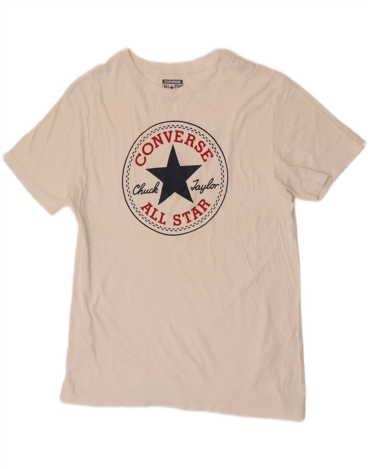 Converse - Camiseta gráfica para hombre, parte superior pequeña de algodón blanco roto