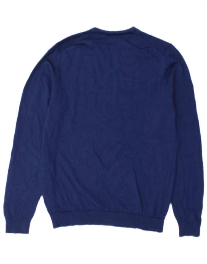 Marks & Spencer Jersey con cuello en V para hombre de lana azul marino medio