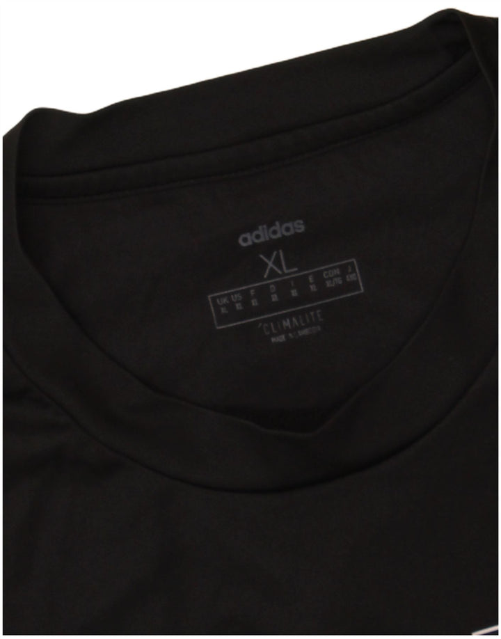 ADIDAS Mens Climalite Graphic T-Shirt Top XL Black Polyester