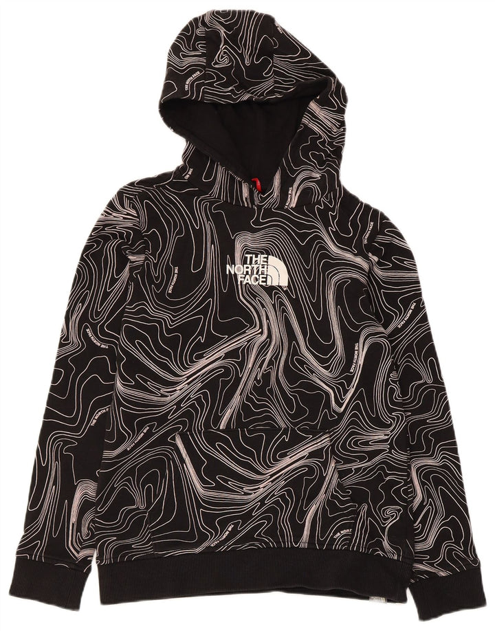 The North Face - Sudadera con capucha para niños, diseño abstracto, talla grande, color negro, 11-12 años