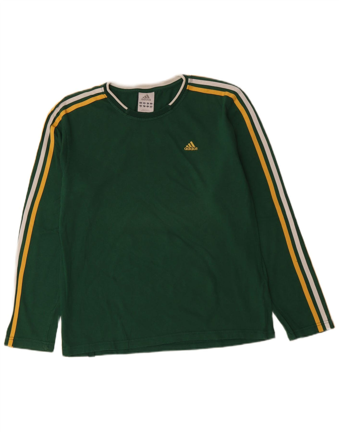 ADIDAS Camiseta Hombre Manga Larga UK 40/42 Algodón Verde Medio