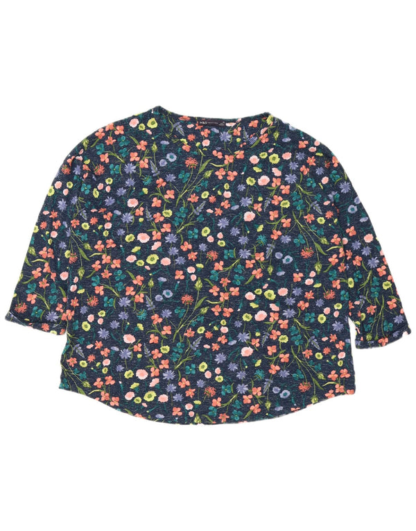 Marks & Spencer Top para mujer manga 3/4 UK 22 3XL Poliéster floral azul marino