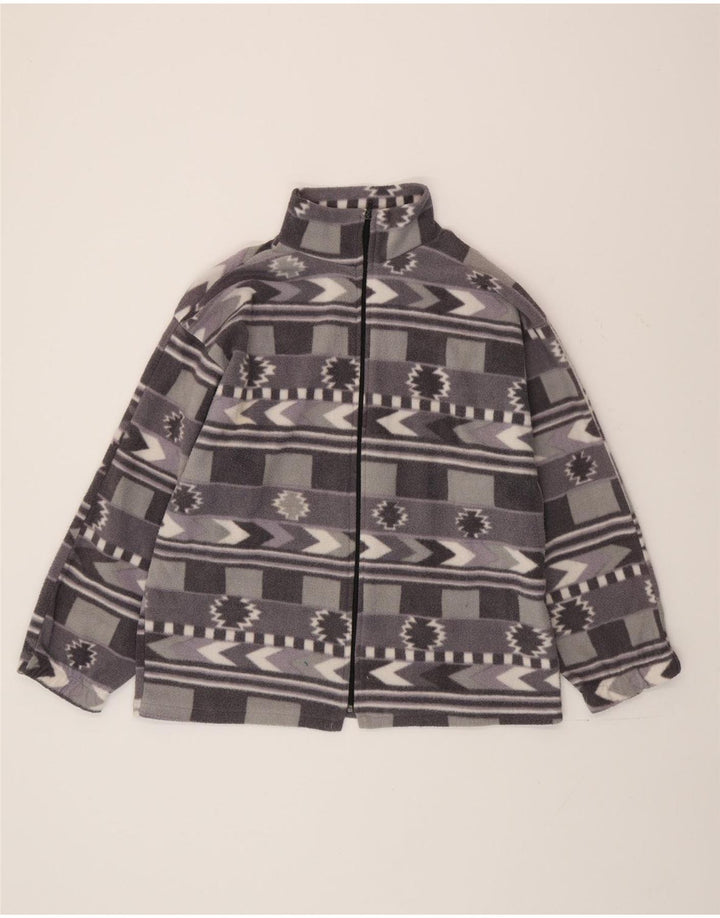 Vintage hombres chaqueta de lana Reino Unido 40 grande gris Fair Isle poliéster azteca