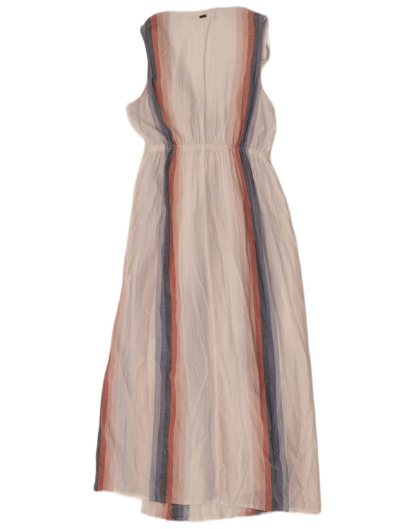 O'Neill Vestido largo sin mangas para mujer UK 10 Small Viscosa a rayas blancas