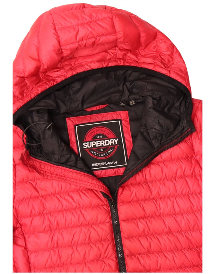 SUPERDRY Chaqueta acolchada con capucha para mujer UK 44 Grande Poliéster rojo